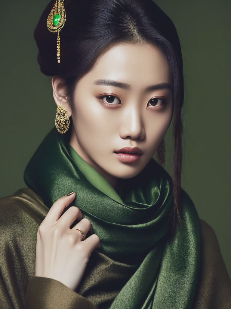 11775-2068176735-an asian very beautiful girl in an dark green scarf, in the style of zhang jingna, soft-focus technique, dark green and bronze,.png